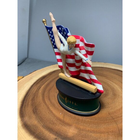 Hallmark 1996 Olympic Spirit Collection Gymnast Figurine with American Flag - Picture 3 of 10